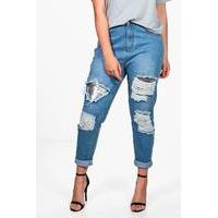 Rosie Sequin Detail Mom Jean - blue