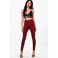 Rouched Ankle Jersey Leggings - burgundy