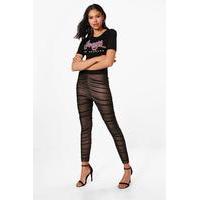 rouched side mesh leggings black