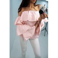 Rochella bardot ruffle sleeve top