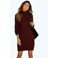 roll neck marl jumper dress wine