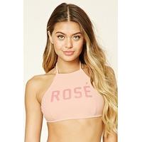 Rose Graphic Halter Bikini Top