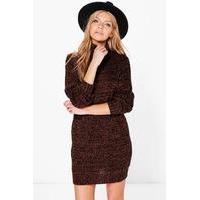 roll neck marl jumper dress chestnut