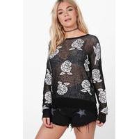 Rose Pattern Jumper - black