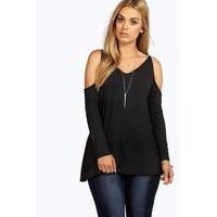 roxanne open shoulder swing top black