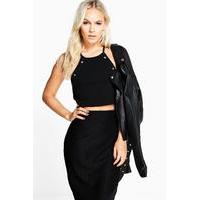 Rosella Eyelet Trim Square Neck Crop Top - black