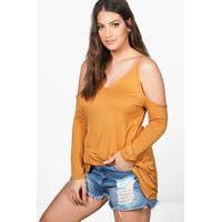 Roxanne Open Shoulder Swing Top - mustard