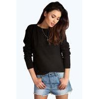 Round Neck Moss Stitch Jumper - black