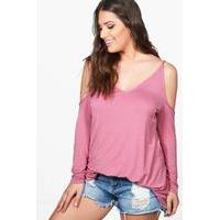 Roxanne Open Shoulder Swing Top - antique rose