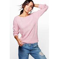 Round Neck Moss Stitch Jumper - blush