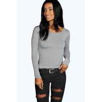 round neck long sleeve top grey