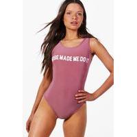 Rose Made Me Do It Slogan Bodysuit - dusky pink