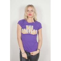 rockoff trade womens 3d logo rhinestones t shirt purple medium