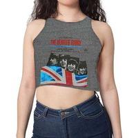 rockoff trade womens the beatles story cropped tank top grey small