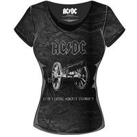 Rockoff Trade Women\'s About To Rock Acid Wash T-shirt, Grey, X-small