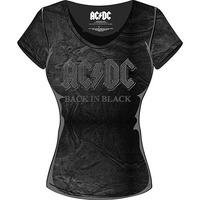 Rockoff Trade Women\'s Back In Black Acid Wash T-shirt, Grey, X-small