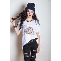 rockoff trade womens flowers cut out t shirt white small