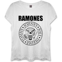 Rockoff Trade Women\'s Ramones Presidential Seal Fitted T-shirt, White, 8