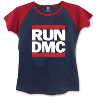 Rockoff Trade Women\'s Run Dmc Logo Raglan T-shirt, Multicoloured (navy), 10