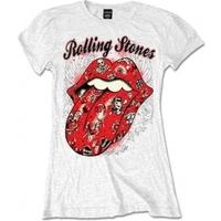 Rolling Stones Tattoo Flash White Ladies T Shirt: Small