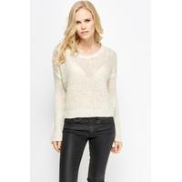 round neck knitted dipped jumper