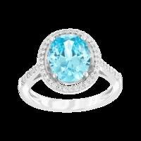 ROYALE STERLING SILVER, LIGHT BLUE & WHITE CRYSTAL RING