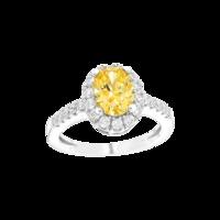 ROYALE STERLING SILVER & YELLOW & WHITE CRYSTAL RING