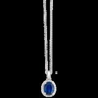 ROYALE STERLING SILVER, BLUE & WHITE CRYSTAL PENDANT with CHAIN