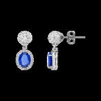 ROYALE STERLING SILVER, BLUE & WHITE CRYSTAL EARRINGS