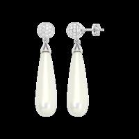 royale sterling silver shell pearl white crystal earrings