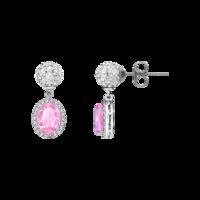 ROYALE STERLING SILVER, PINK & WHITE CRYSTAL EARRINGS