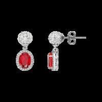 ROYALE STERLING SILVER, RED & WHITE CRYSTAL EARRINGS