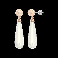 ROYALE STERLING SILVER, SHELL PEARL & WHITE CRYSTAL EARRINGS