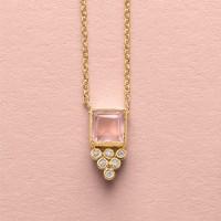 rose quartz square geometric necklace