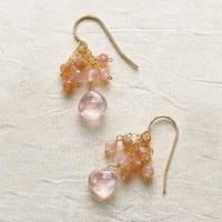 Rose & Peach Quartz Cluster Drop Earrings