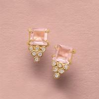Rose Quartz Geometric Stud Earrings