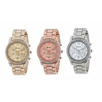 Rose Gold, Silver or Gold-Coloured Chunky Simulated Crystal Watch