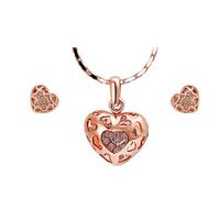 Rose Gold Plated Crystal Heart Necklace Set