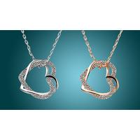 Rose Gold or Silver Crystal Heart Necklace