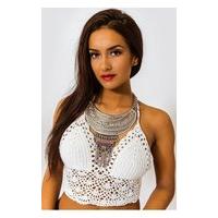 Romelia Silver Bohemian Tribal Feather Choker