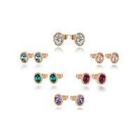 Rose Gold-Tone Coloured Stud Earrings - 6 Colours