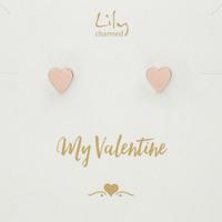 rose gold heart stud earrings with my valentine message