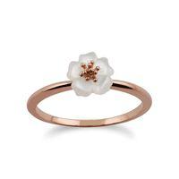 Rose Gold Plated Silver Mother of Pearl Cherry Blossom Ring