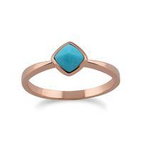 Rose Gold Plated Sterling Silver Cushion Turquoise Ring