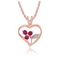 Rose Gold Plated Sterling Silver 0.18ct Ruby Heart Pendant on Chain