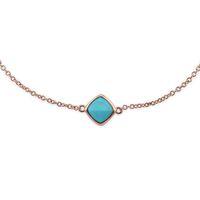 Rose Gold Plated Sterling Silver Cushion Turquoise Bracelet