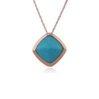 Rose Gold Plated Sterling Silver Cushion Turquoise 7mm Pendant on 45cm Chain