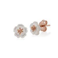 Rose Gold Plated Sterling Silver Mother of Pearl Cherry Blossom Stud Earrings