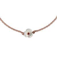 Rose Gold Plated Sterling Silver Mother of Pearl & Ruby Poppy 19cm Bracelet