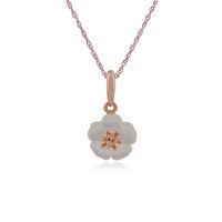 rose gold plated silver mother of pearl cherry blossom pendant on 45cm ...